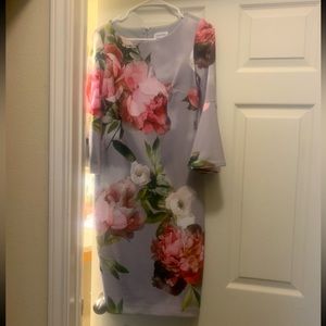 Calvin Klein Grey Floral Print Dress